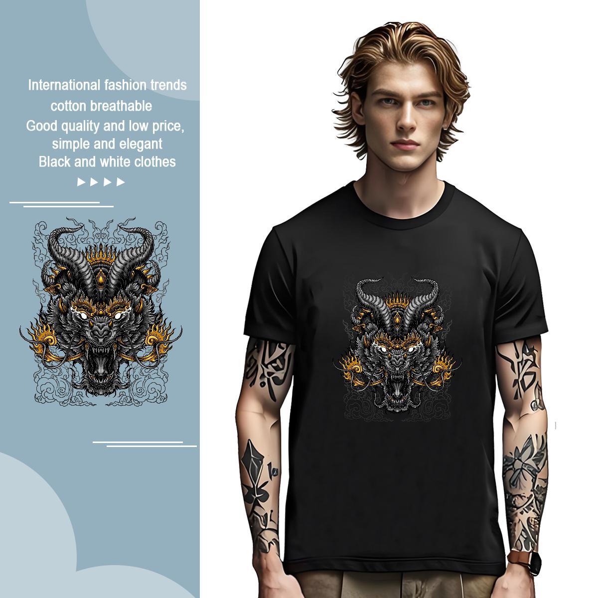 T shirt 100% Cotton 230g ferocity Beach Breathable Crew Neck Cartoon Print Couples T Shirts Customized Cool Design Polos