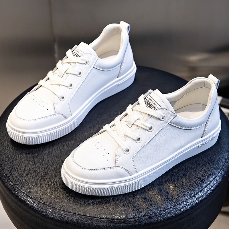 Ddmysports Genuine Leather Autumn New Sports And Leisure Flat Sole Single Women With Shallow Lace Up Versatile Small White Shoes For S Trend OUTDOOR