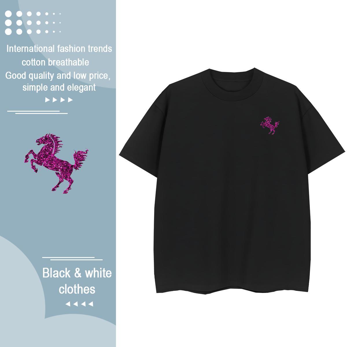 2024 Summer Men Tees horse Hip Hop Street 230g Cotton Tshirts O-Neck Short Sleeve Unisex T-Shirts Skull