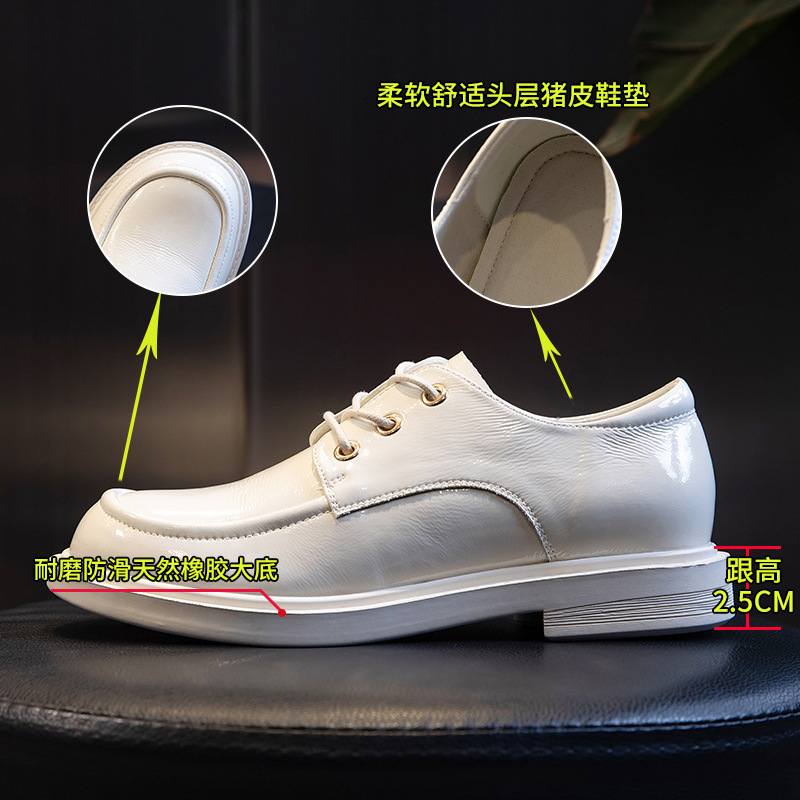 Ddmysports Spring New Fashion Single Thick Eels Casual Shallow Mouth Genuine Round Toe Versatile Small Leather Shoes Women S Trend OUTDOOR