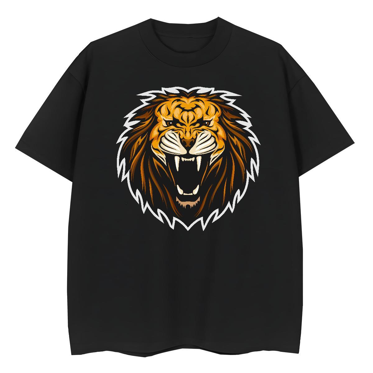 Popular Mens T Shirts lion Breathable Short Sleeve Home Outdoor Custom Big Size 100% Cotton 230g Couples T Shirts Factory Direct Clothings