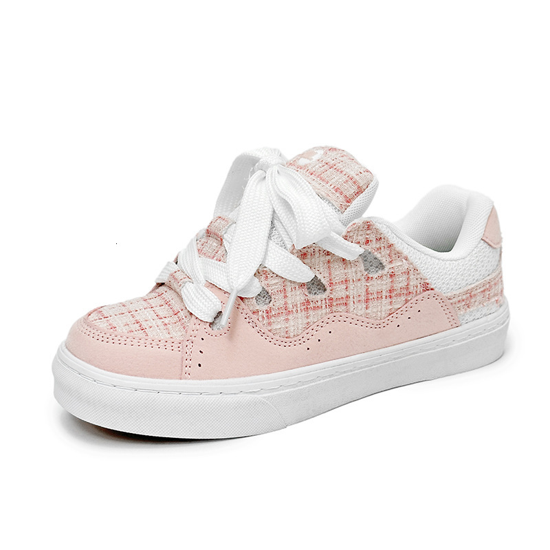 Langzu Spring and Summer Puchic Minority Women's Thick soled Skateboarding Chinese Style Pink Canvas Bread Shoes