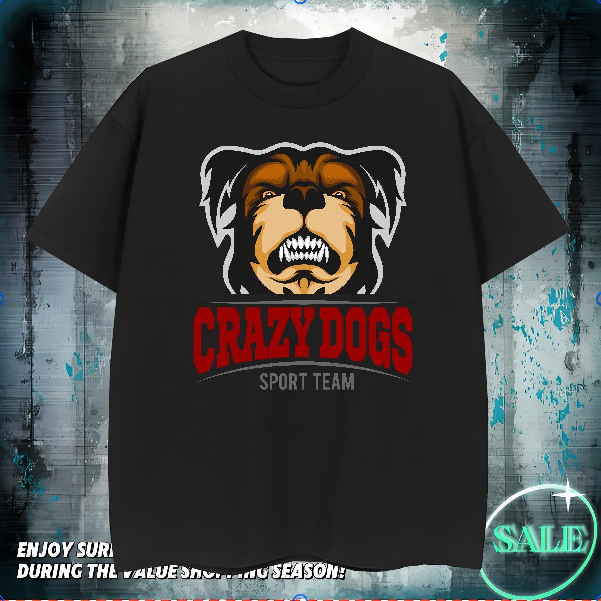 Classic Couples T Shirts crazy dog Beach 230g 100% Cotton Top Tees Breathable Soft Unisex T Shirts Men Custom Print Plus Size