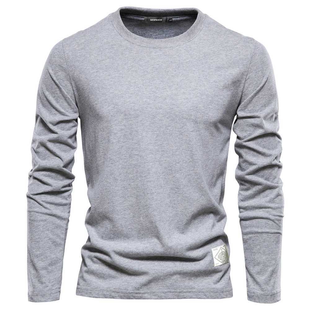 Autumn 100% Cotton Long Sleeve T shirt For Men Solid Casual Mens T-shirts High Quality Male Tops Classic Clothes Mens T-shirtsXJ240819