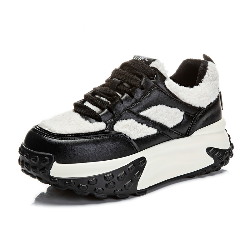 Ddmysports Genuine Leather White For Women In Winter New S Thick Soles Increased Height Plush Sports Shoes Casual And Versatile Dad OUTDOOR