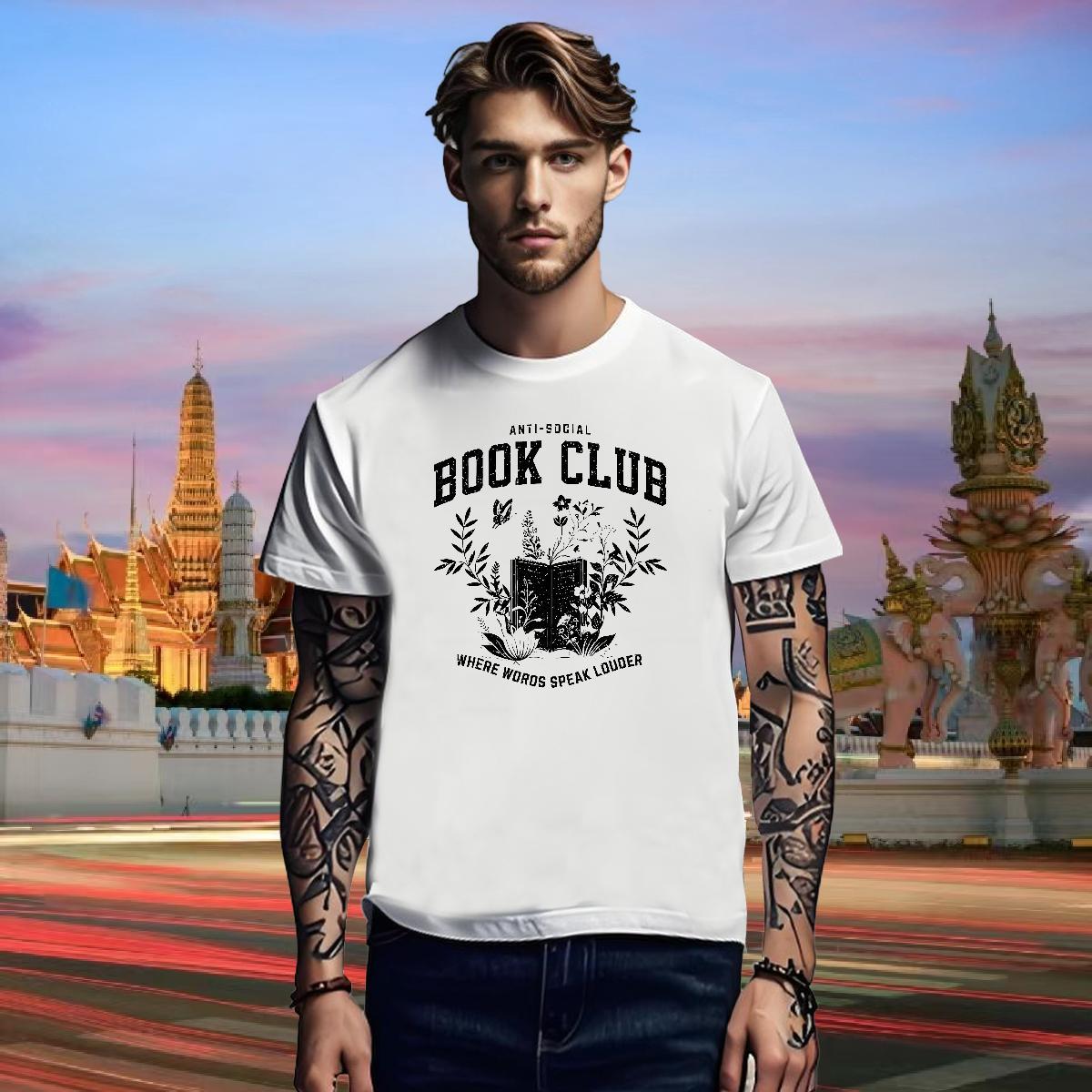 T Shirts Men 230g Cotton book Casual Breathable DIY Printed Couples T Shirts New Designer Loose Fit Tees