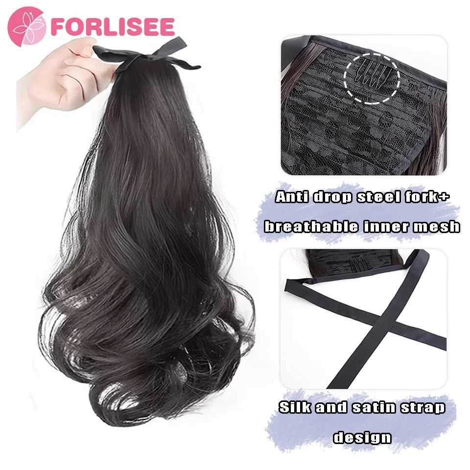 Forlisee synthetic wig ponytail womens curl bandage slightly curl ponytail fashion natural ponytail W240817