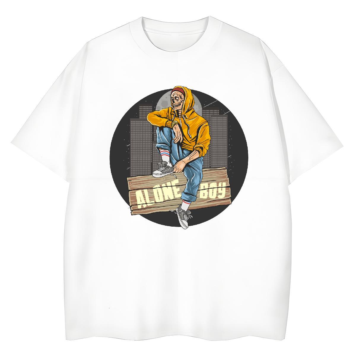 Cool Design Mens T Shirts skull Short Sleeve O-Neck Beach Custom Cartoon 100% Cotton 230g Men Tops Tees Free Shipping Top Tees