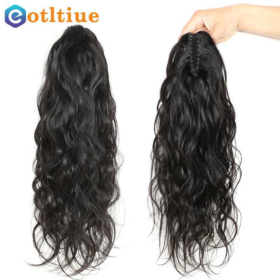 8-28 inches body wave claw ponytail human hair Brazilian hair ponytail clip hair natural black female W240817