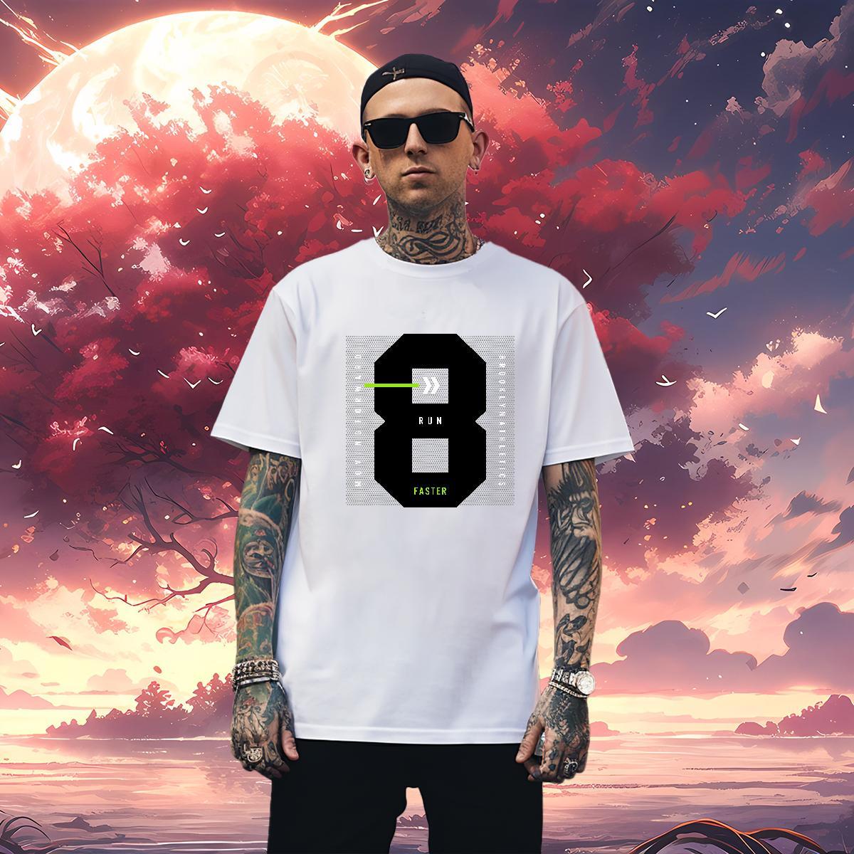 Wholesale 8 Mens T Shirts Sports Casual Tshirts 230g Pure Cotton Stylist O-Neck Short Sleeve DIY Logo Oversized Clothings