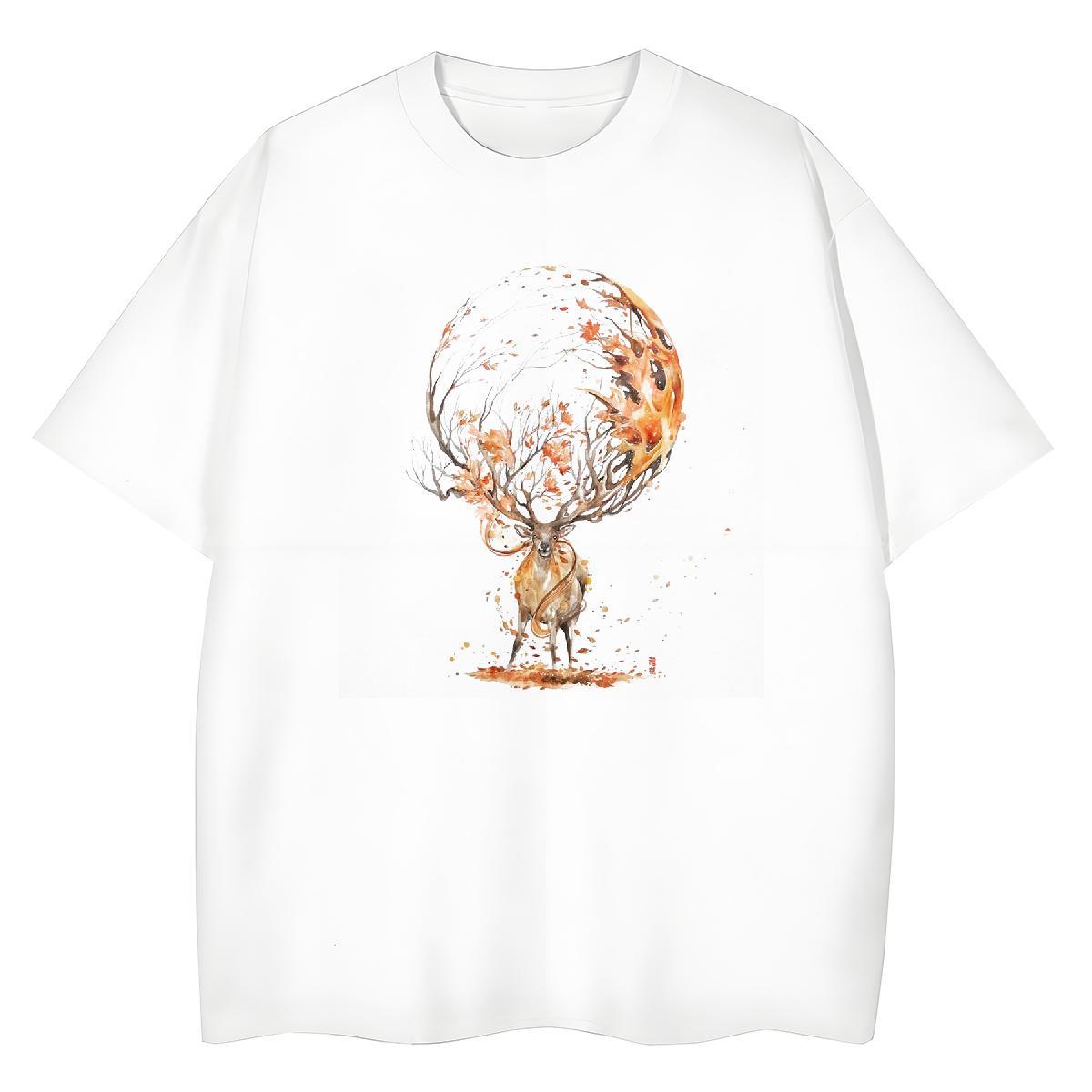 New Tshirt for Man Woman Spring Summer Crew Neck Breathable Clothes Nice 230g Pure Cotton Deer Anime Womens T Shirts