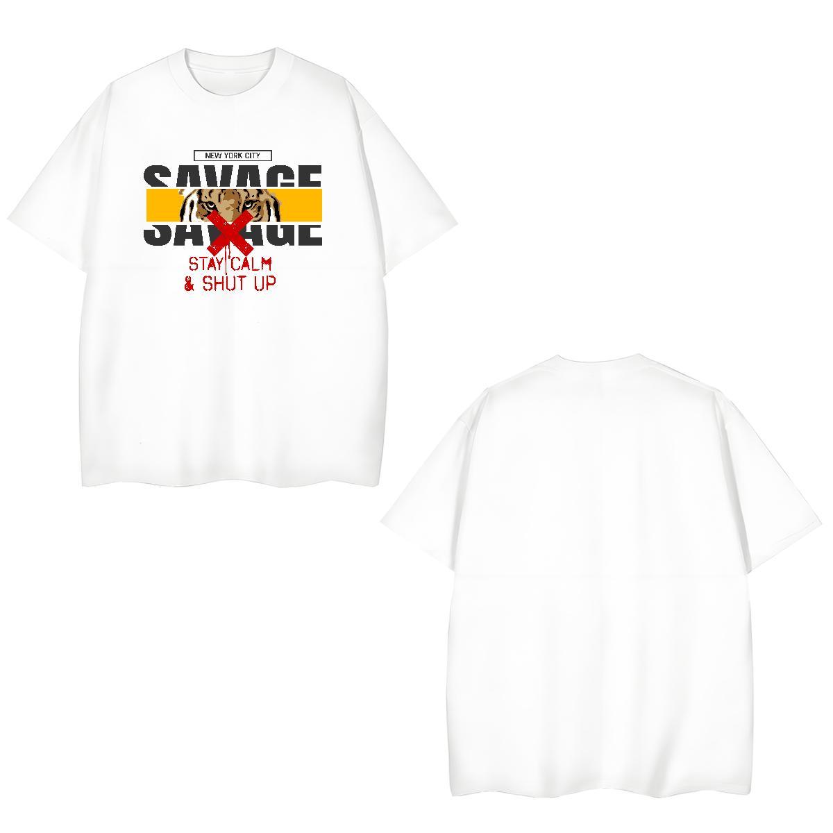 Popular Men T Shirts tiger Pure Cotton Daily Outfit Black Oversized 230g Pure Cotton Tshirts Designer Tops Shirt