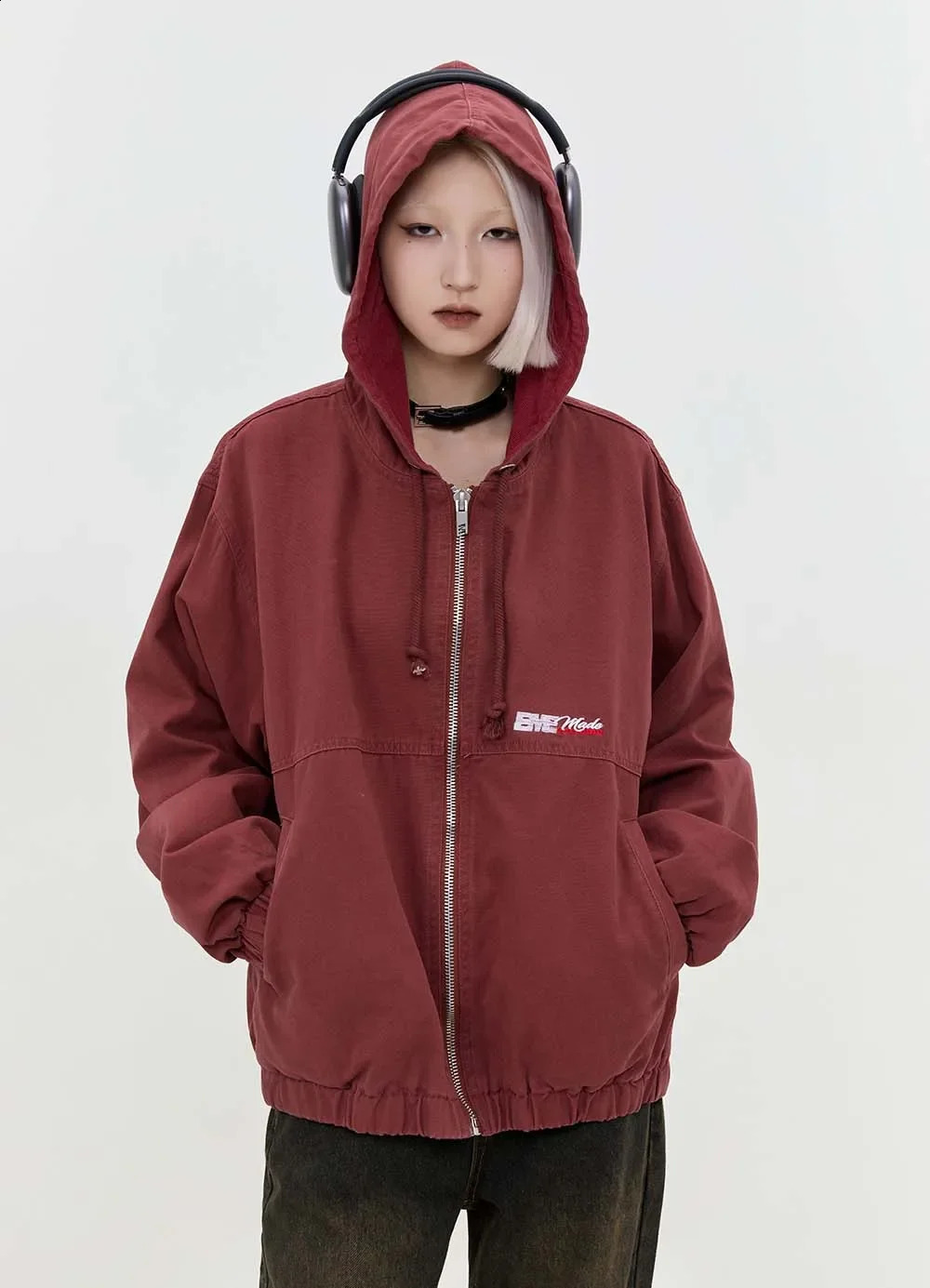 Made Extreme Zip Up Hooded denim jacket 230694 240809