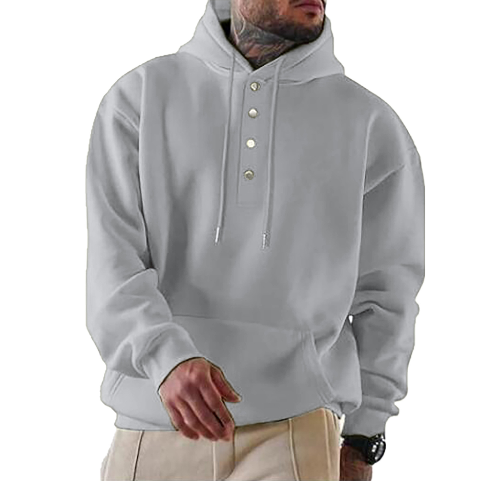 Mens Solid Color Casual Pullover Hoodie for Autumn Winter Fashion Warm Long Sleeve Sweater R240820