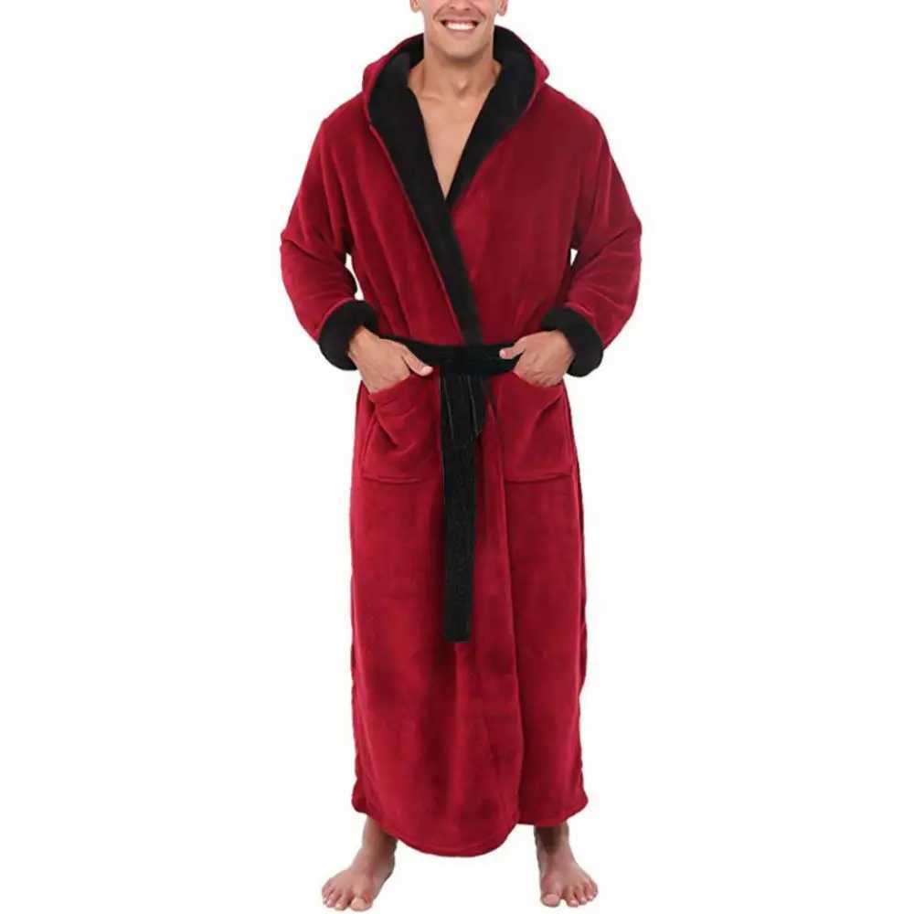 Mens yukata mens long Sve winter warm sleepwear casual flannel dress plush mens yukata W241023