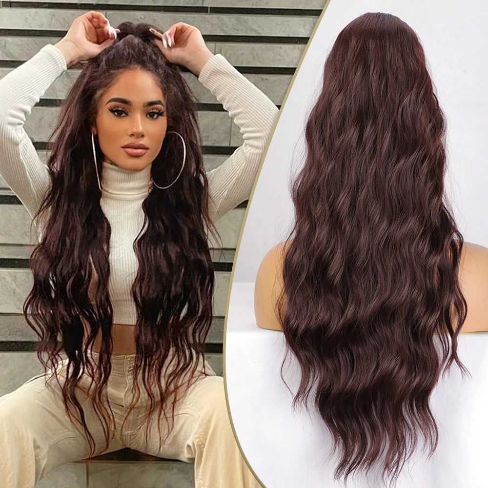 I am a Wig with long wavy hair extensions suitable for women wrapped in clips ponytail hair extensions hot Reistan W240817