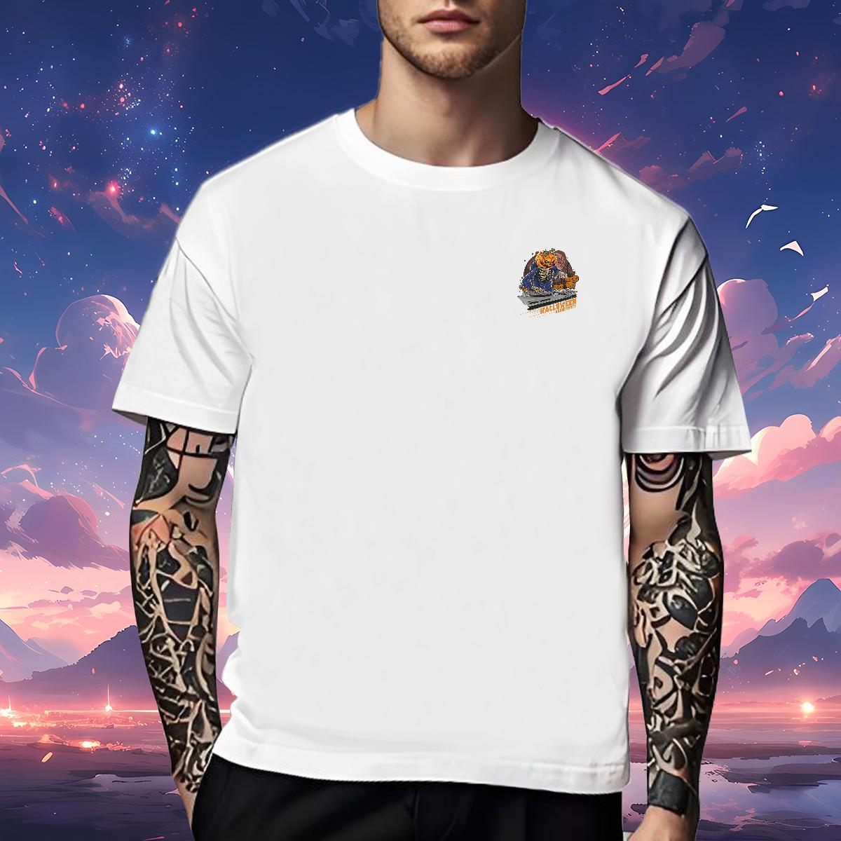 Classic Men Tees pumpkin Sports Casual 100% Cotton 230g Tops Shirt Crew Neck Breathable Comfortable T shirt White Plus Size