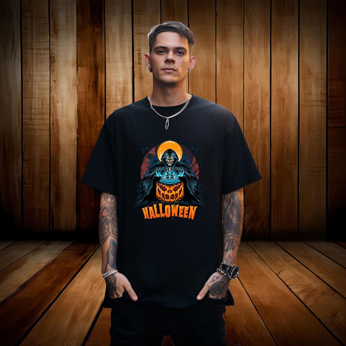 Fashion Casual Men Tees pumpkin Casual Beach 230g Pure Cotton Tshirts Breathable Short Sleeve Free Shipping Men T Shirts Anime Print