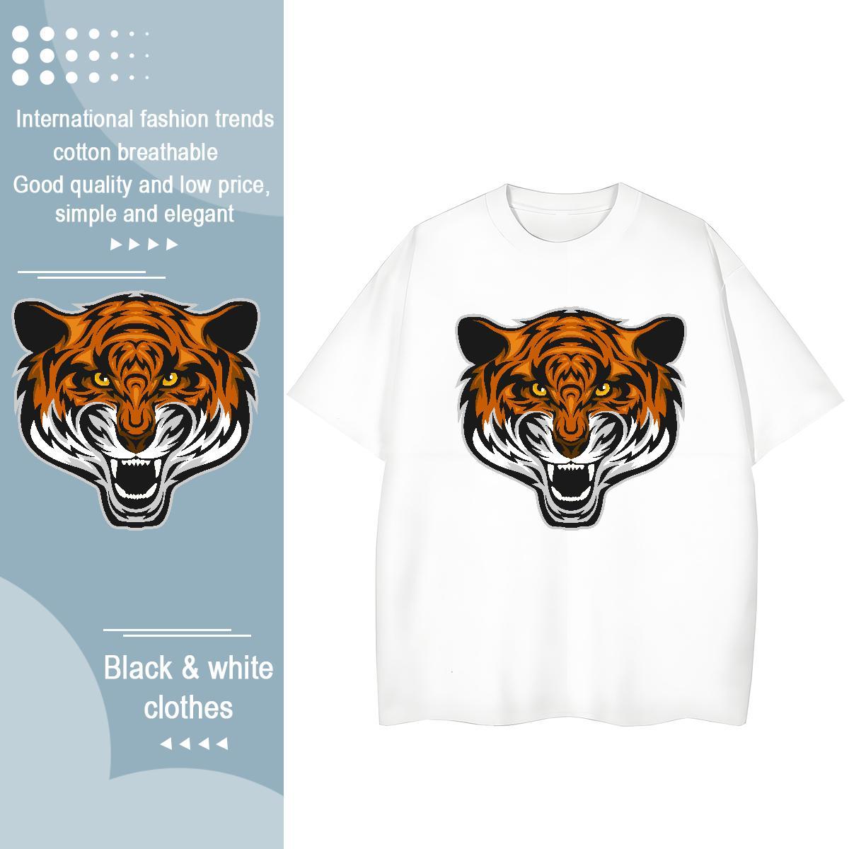 Brand Men T Shirts tiger Breathable Crew Neck Casual Daily Wear Custom Cartoon 100% Cotton 230g Tshirt for Man Woman 2024 Designer Tops Tees
