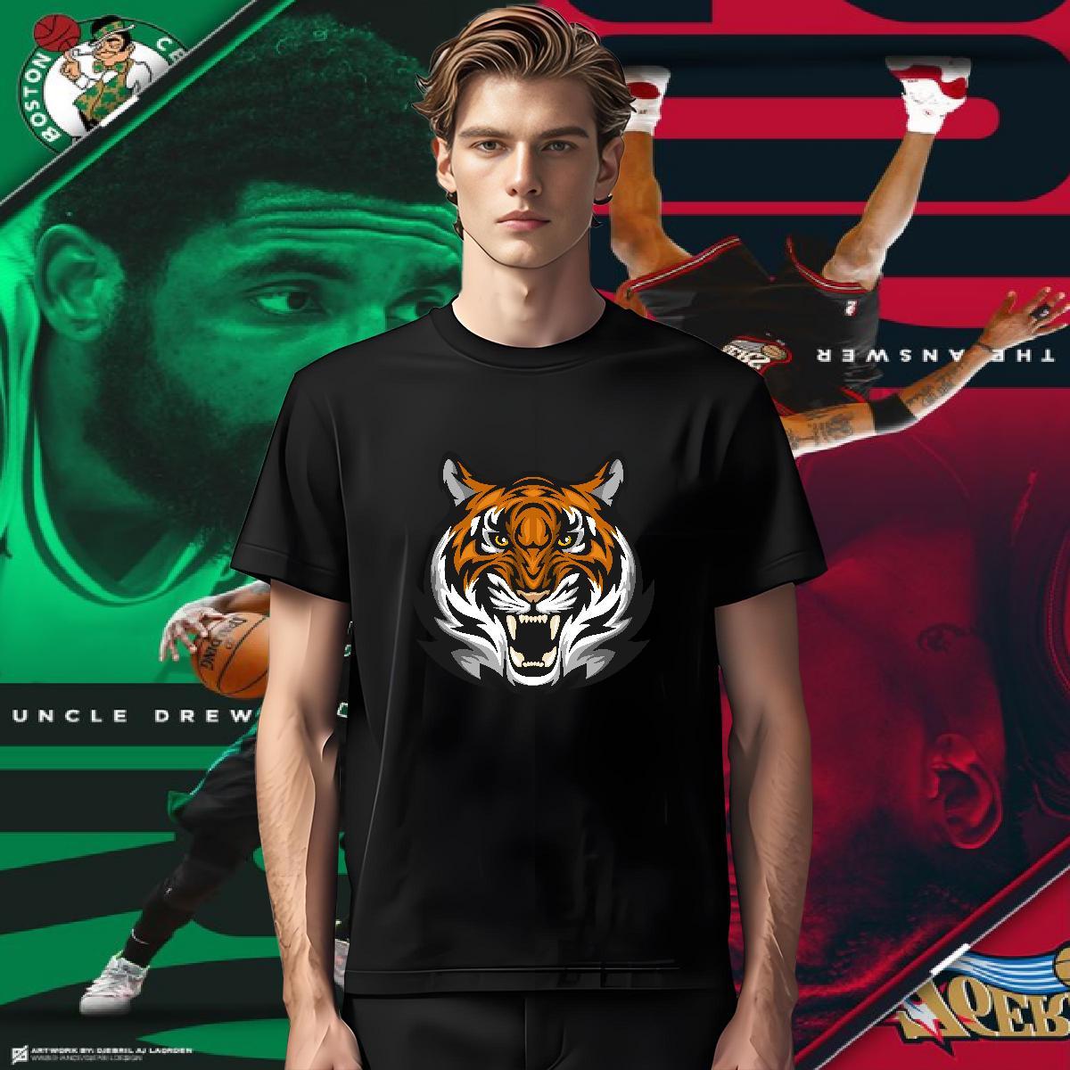 Mens T Shirts 230g 100% Cotton tiger Daily Wear Breathable Soft Custom Cartoon Mens Tshirts 2024 Summer Classic Tops Shirt