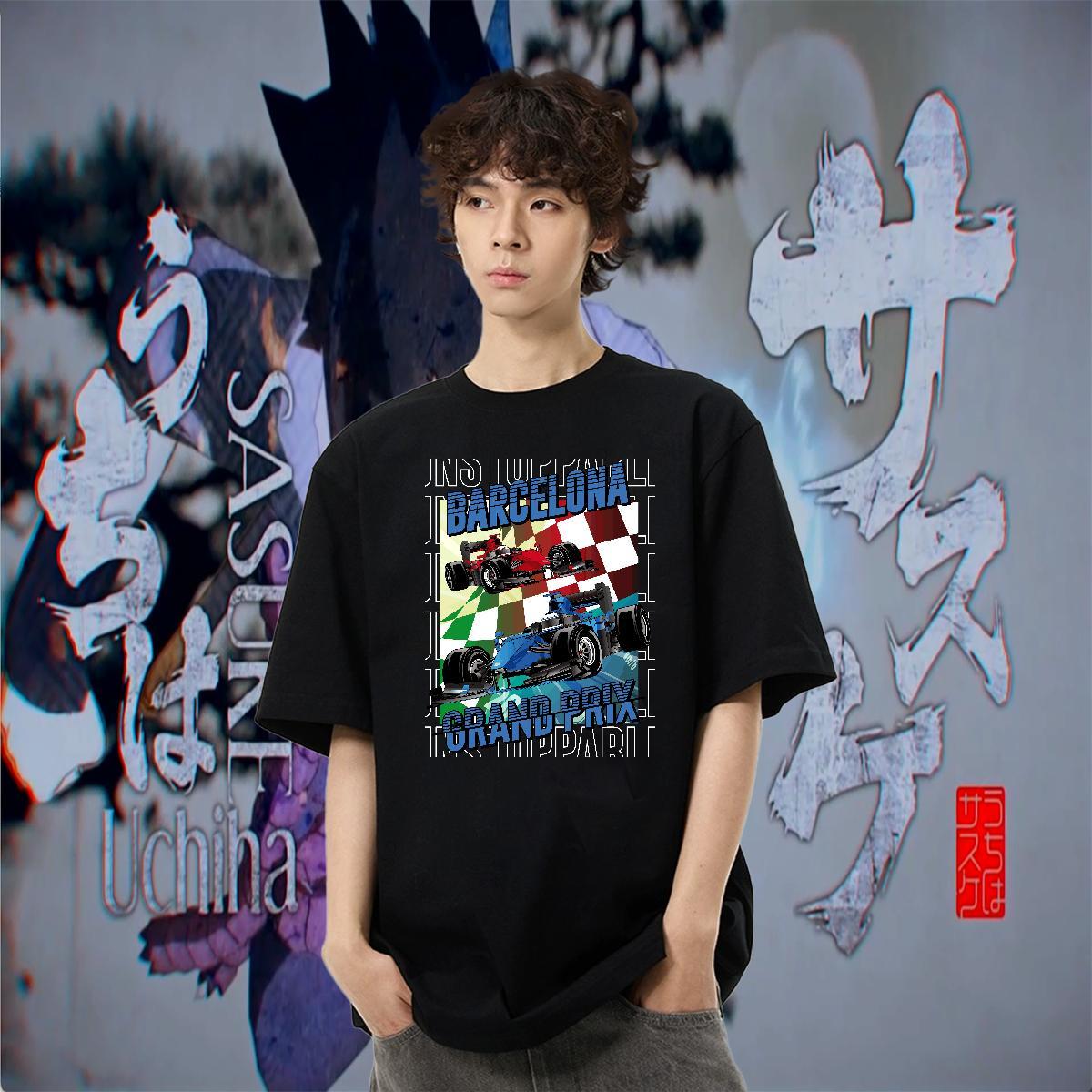 Soft Men Tees Street wear Hip Hop 230g Cotton DIY Anime Breathable Short Sleeve car T-Shirts Classic Tees Shirts