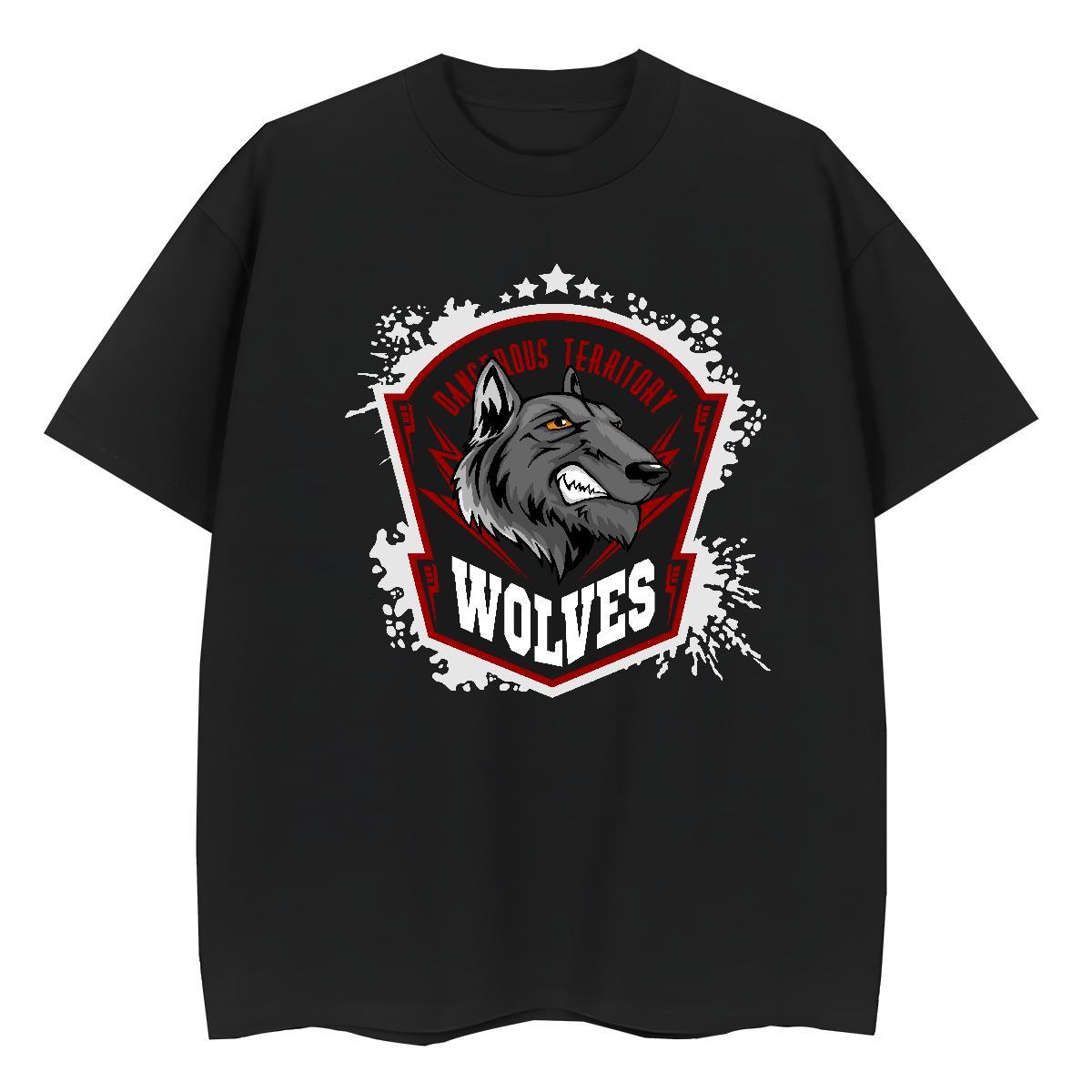 Popular T shirt wolf O Neck Short Sleeves Summer Casual Plus Size Cartoon 100% Cotton 230g Couples T Shirts Fashion Casual Clothings