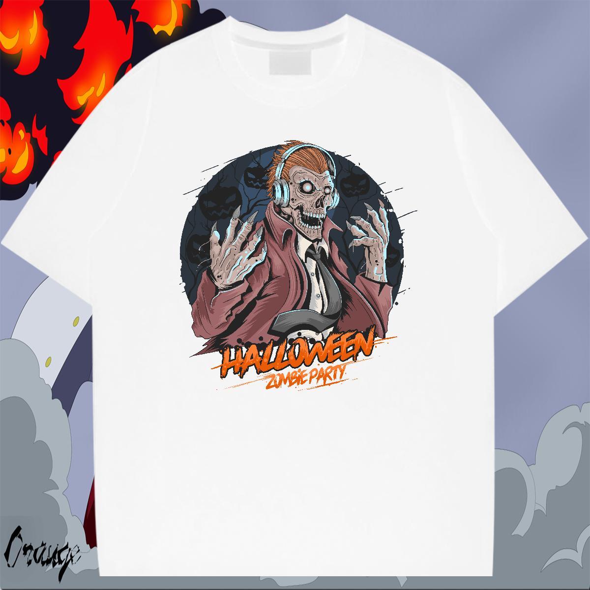 New halloween Mens Tshirts 230g Pure Cotton Mens T Shirts Custom Printed Hip Hop Street Breathable Short Sleeve Comfortable Tees