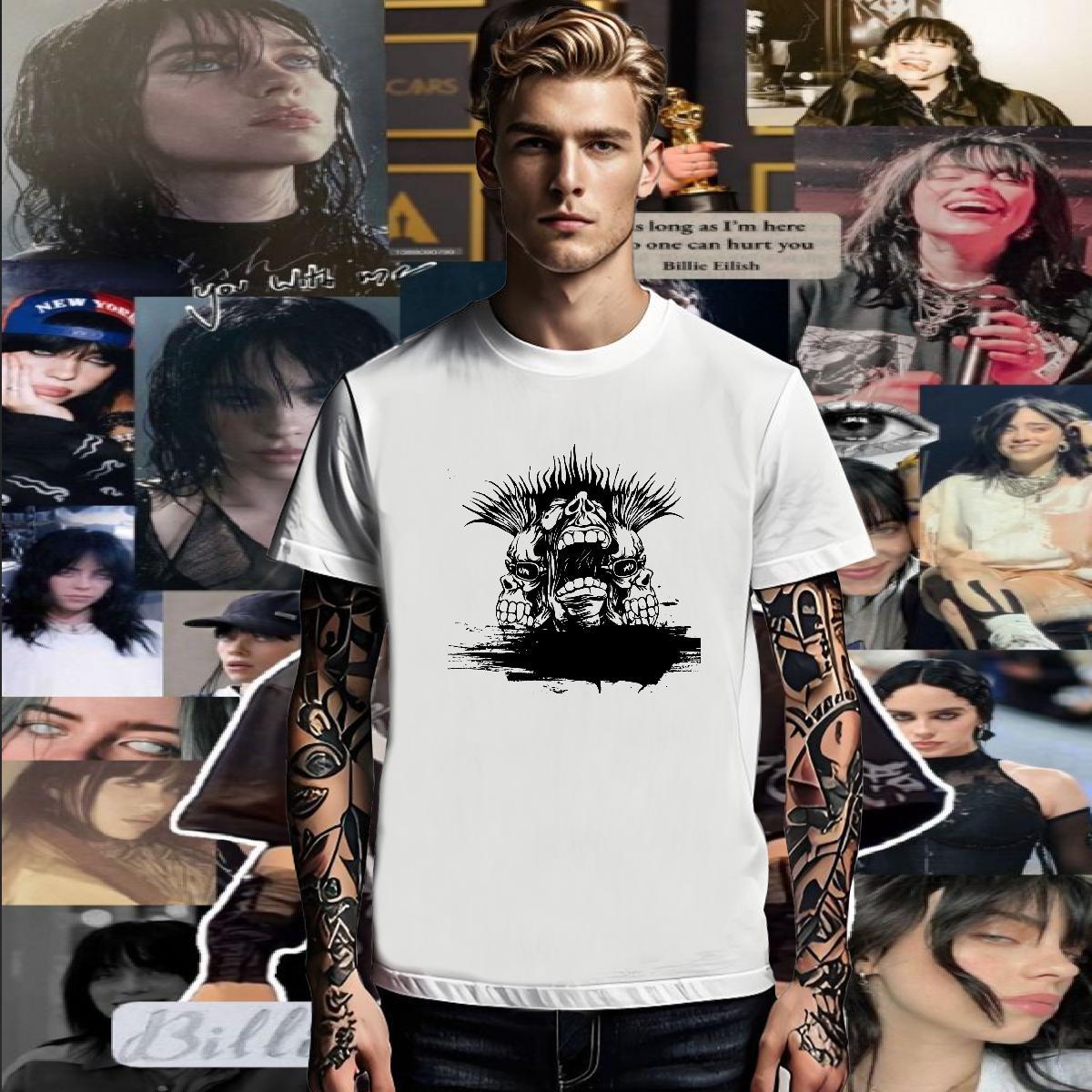 2024 DIY scary Tshirts 230g Cotton Mens T Shirts Cartoon Printing L-4XL Sports Casual Breathable Short Sleeve Comfortable Polos