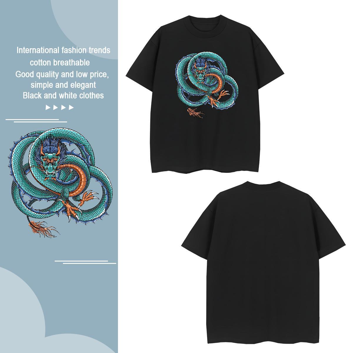 T-Shirts 100% Cotton 230g dragon Anime Printing Street Breathable Soft Plus Size Custom Men Tshirts Classic TOP Quality Clothes