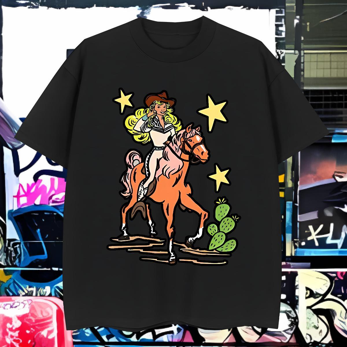 Cool Design Mens T Shirts horse Round Neck Short Sleeve Daily Outfit Custom Anime 230g 100% Cotton Men Tops Tees DIY Top Tees