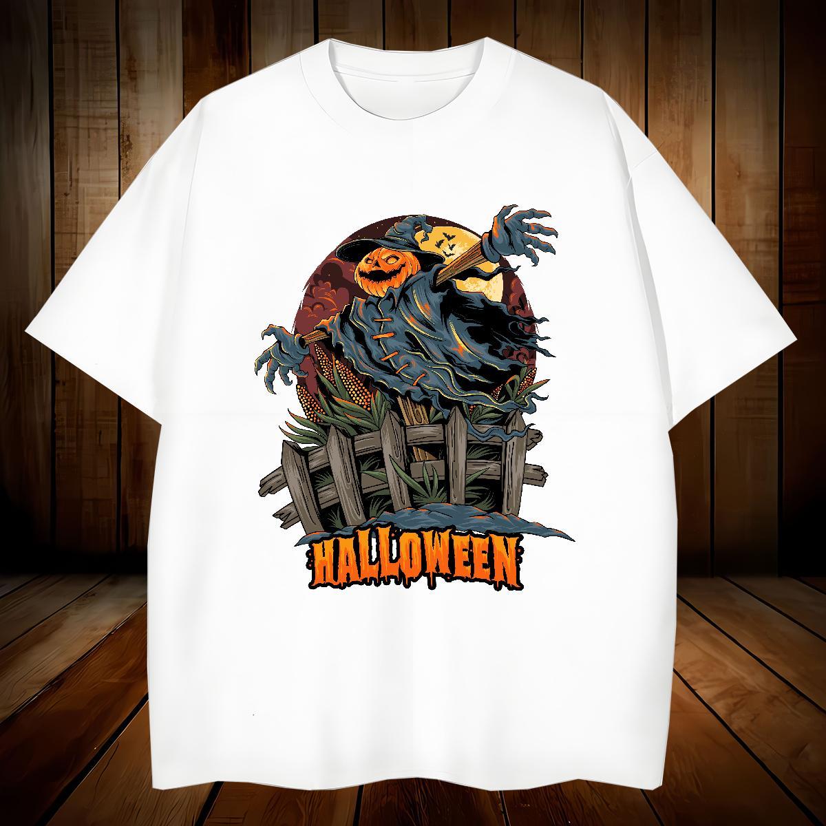 TOP Quality T-Shirts for Men scarecrow Short Sleeve Soft Outdoor Black White 230g Cotton Mens Tshirts Classic Casual Clothes