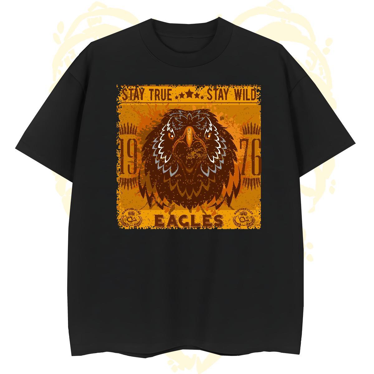 Loose T Shirts Men eagle Breathable Beach White Plus Size 230g 100% Cotton Men Tees New Tops Shirt