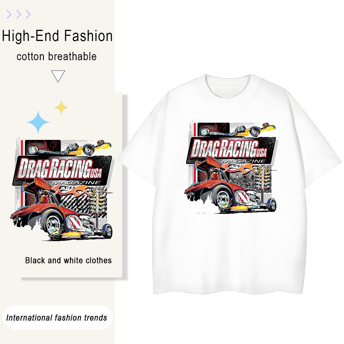 Wholesale car 230g Pure Cotton Men Tops Tees Spring Summer Breathable Short Sleeve Man T Shirts Classic Custom Print Plus Size Top Tees