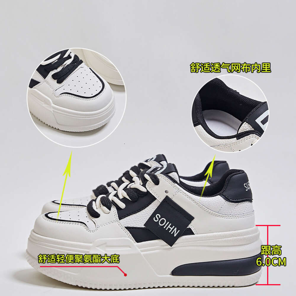 Ddmysports Genuine Leather Small White Women In Spring New Round Toe Thick Sole High Rise Board Shoes For Casual And Versatile S Shoe Trend OUTDOOR