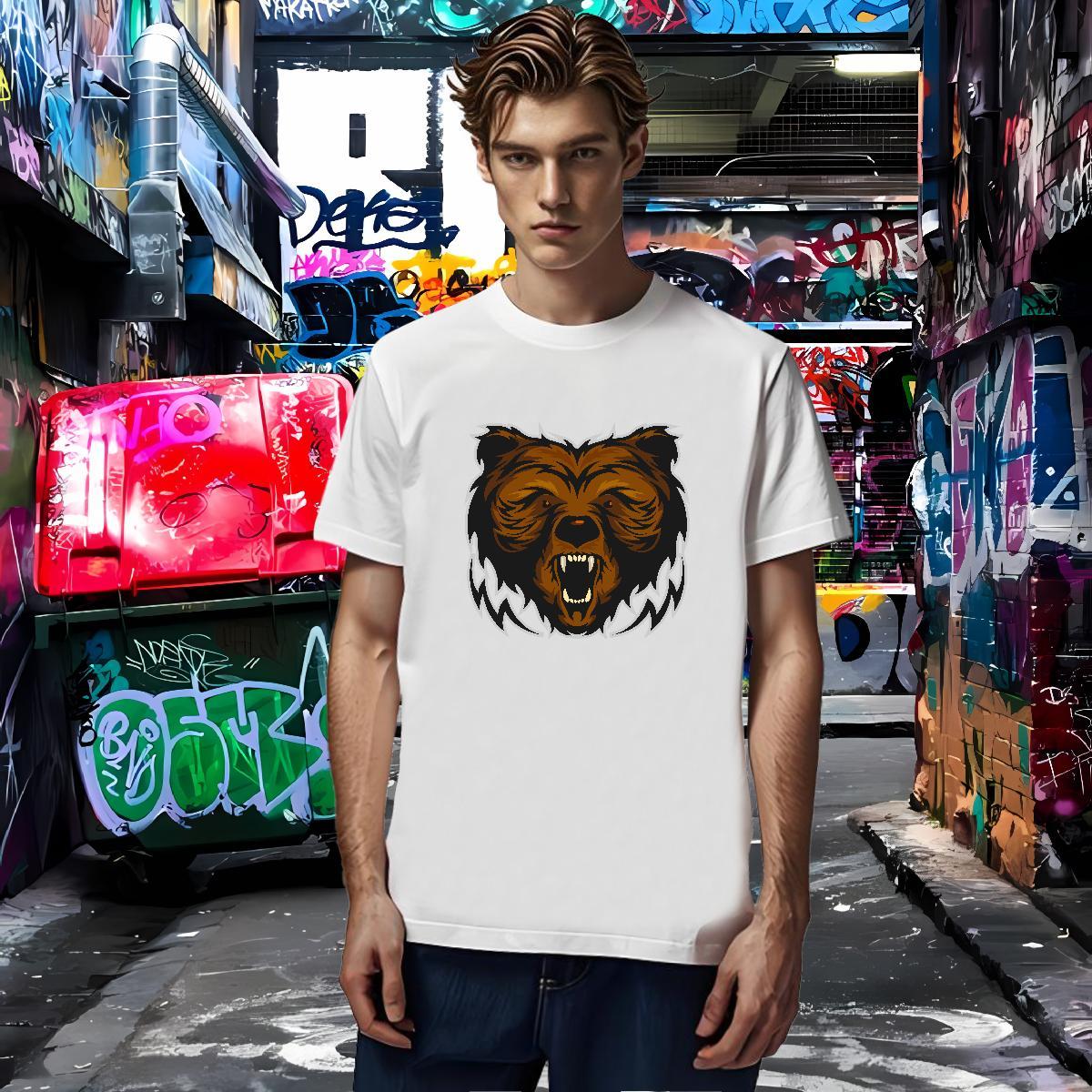 Fashion Men Clothes T-Shirt bear Sport 230g Cotton Tops Shirt Breathable Crew Neck Designer T Shirt For Man Oversized