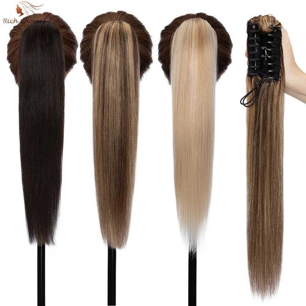 Rich selection of 120g claws clamped on ponytails 100% human hair straight ponytail hair extended ponytail on female hair W240817