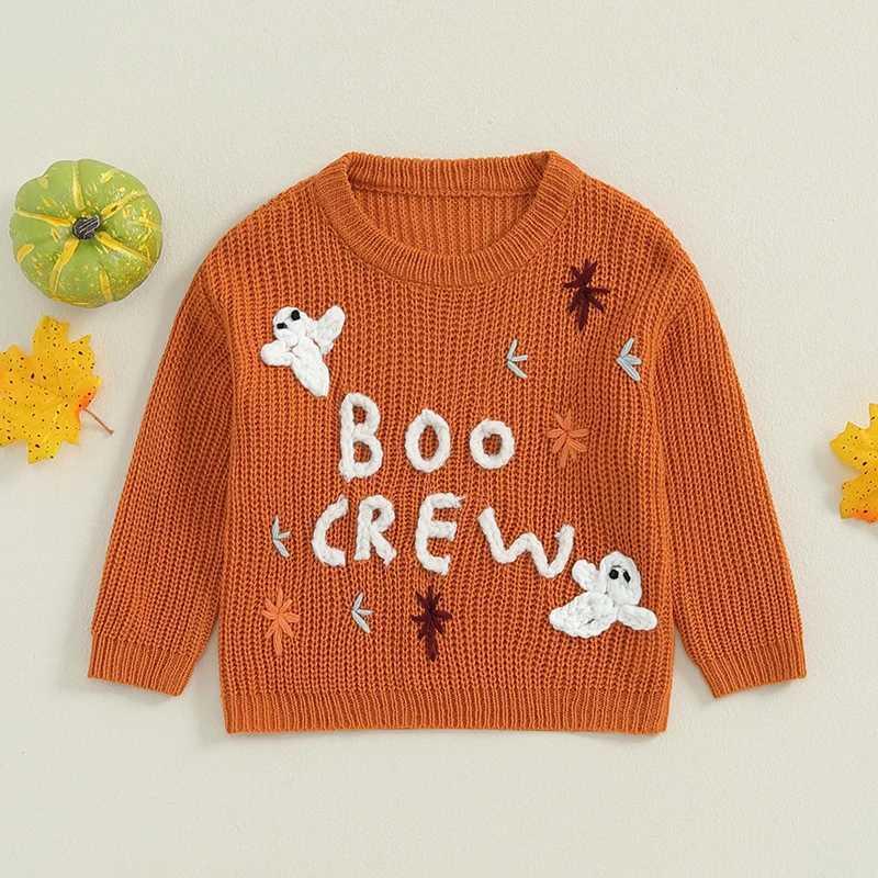 FOCUSNORM 3 Colors Autumn Baby Boys Girls Halloween Sweater 0-3Y Ghost Letter Embroidery Crew Neck Long Sleeve Pullover Knit TopXJ240819