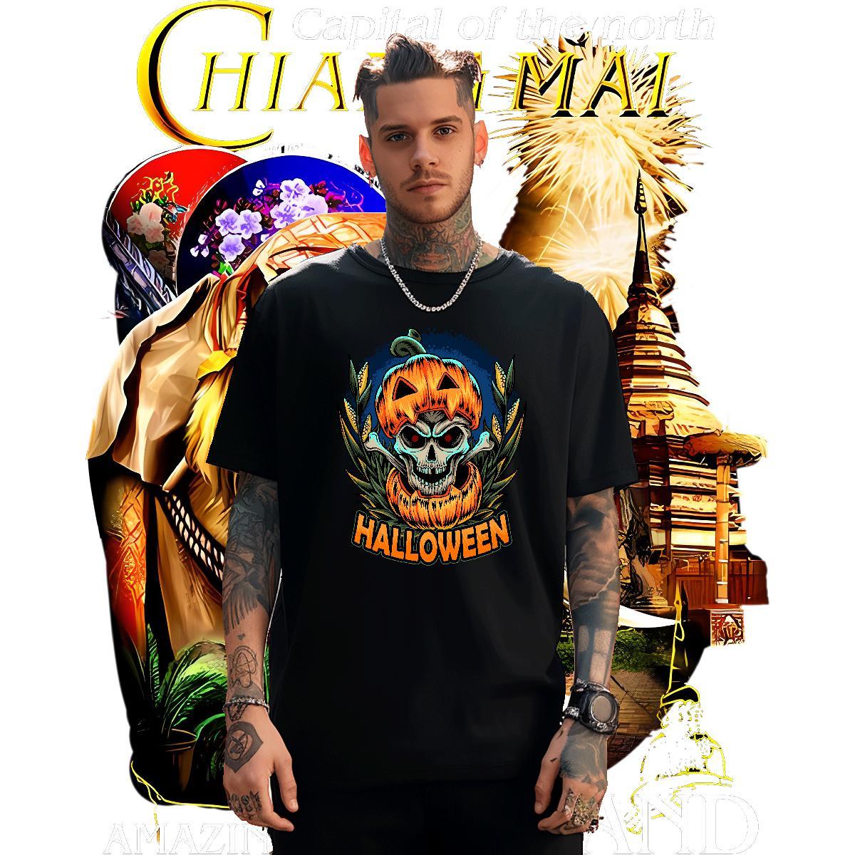 Loose Fit T-Shirts halloween Breathable Short Sleeve Spring Summer Custom Big Size 230g Cotton Men Tshirts Designer Tops Shirt