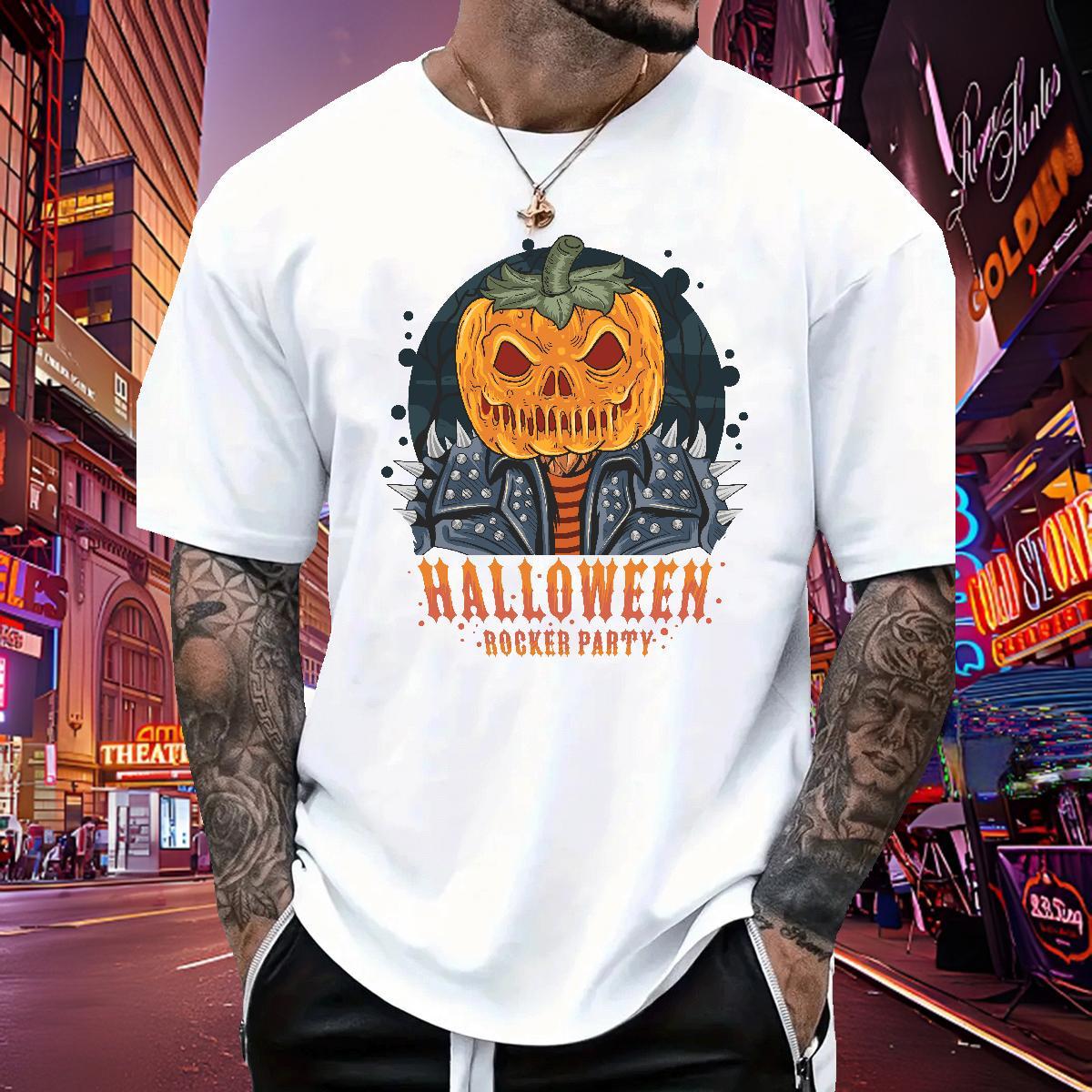 Free Shipping T Shirts Men pumpkin O-Neck Short Sleeve Street Casual Customized Print 230g 100% Cotton Men Clothes T-Shirt Wholesale Top Tees