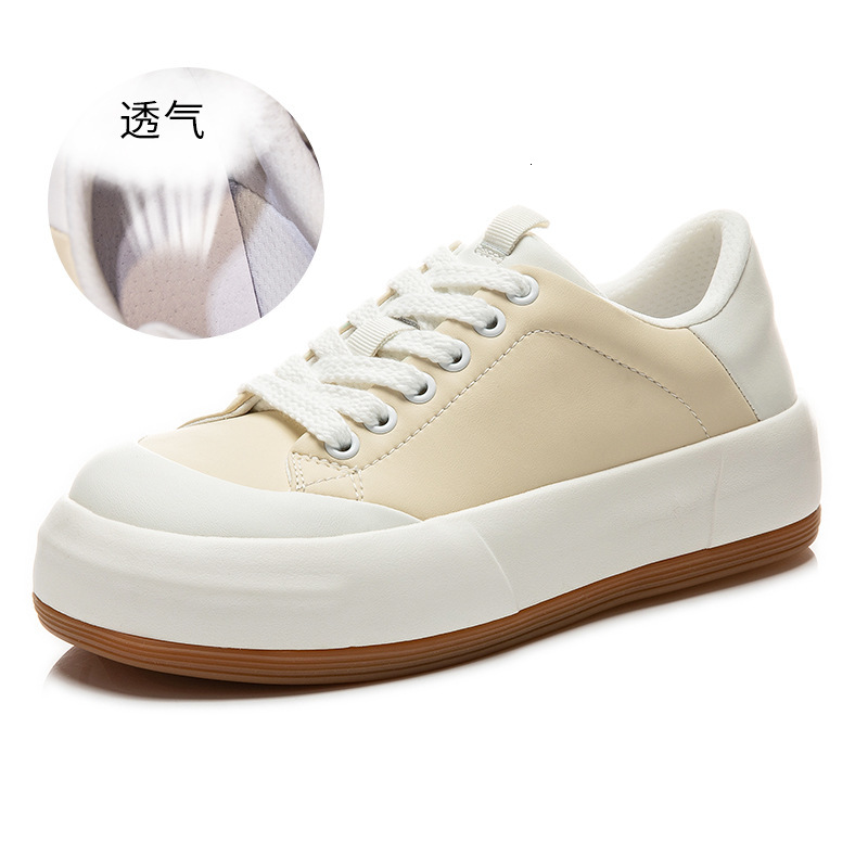 Ddmysports Absorbing Film Sole Genuine Leather Spring New Women S Flat For Casual Height Increase Small White Shoes Breathable Board OUTDOOR