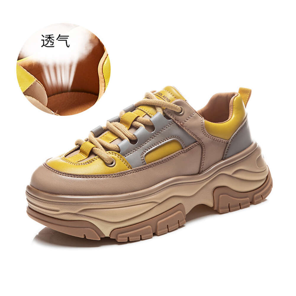 Ddmysports Absorbing Film Sole Genuine Leather Dad In The Autumn Of New Branded Trendy With Thick Soles And Versatile Sports Shoes For Women OUTDOOR