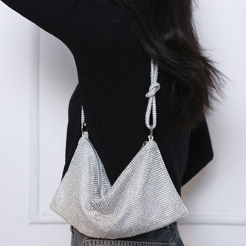 2023 New Handmade Full Water Diamond Banquet Party Single Shoulder Handbag Underarm Bag for Women