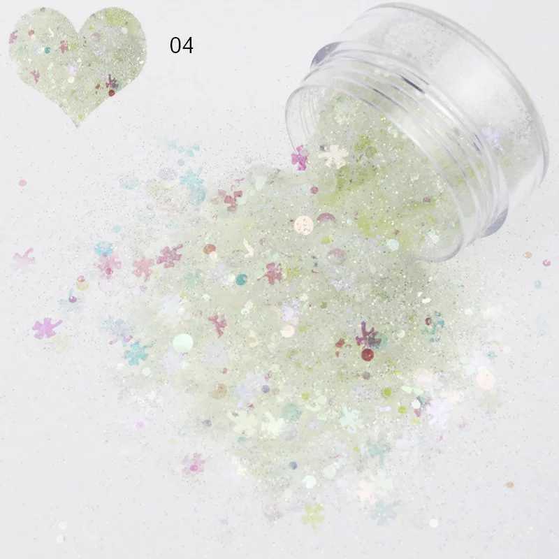 1Box Round And Star Shape Dream Mixed Glitter Powder Sequins Colorful Flakes 3D DIY Sliders Dust For Nail Art DecorationsXJ240815