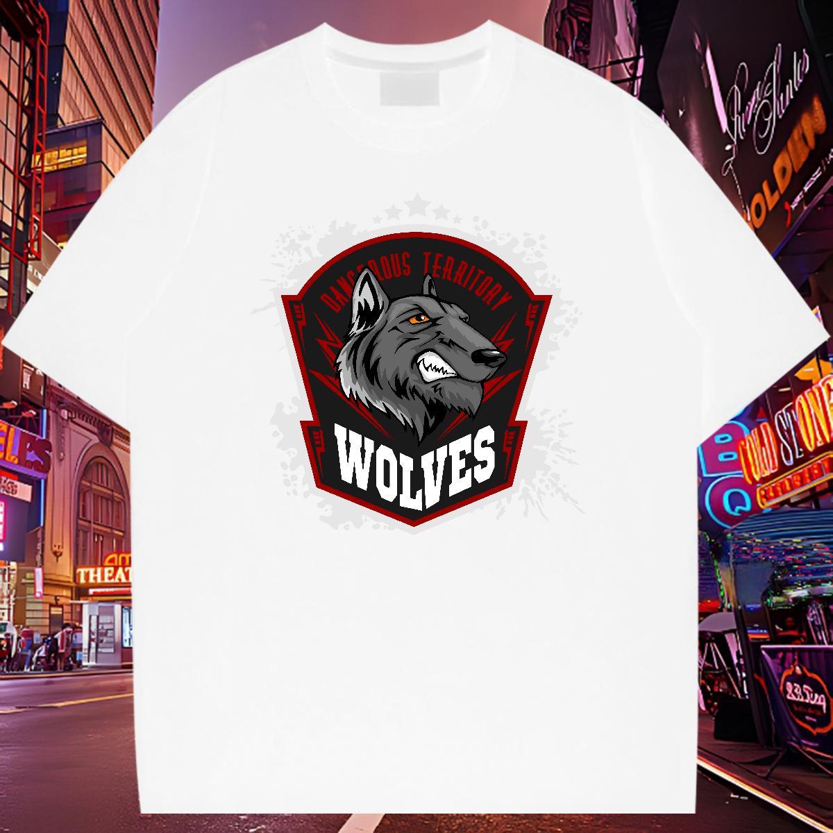 Loose Fit Man T Shirts wolf Round Neck Short Sleeve Spring Summer Oversized 4XL 230g Cotton Men Clothes T-Shirt New Arrival Tee Shirt
