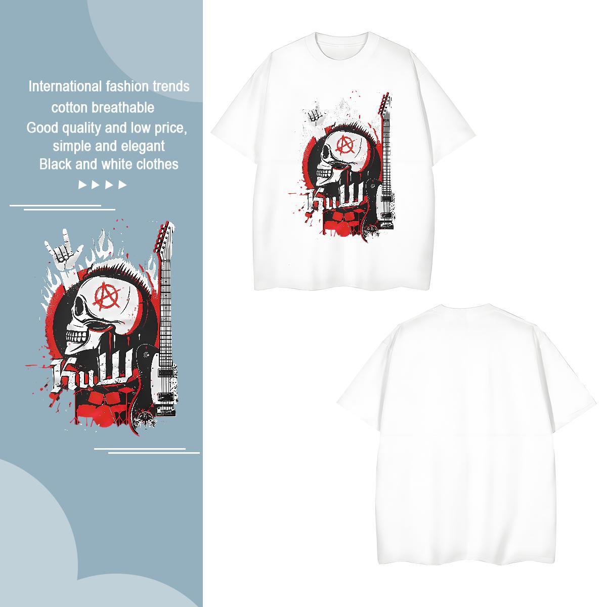 Men T Shirts 230g Cotton scary High Street Hip Hop Short Sleeve Soft Custom Big Size Men Tops Tees DIY Customized Free Shipping Wear
