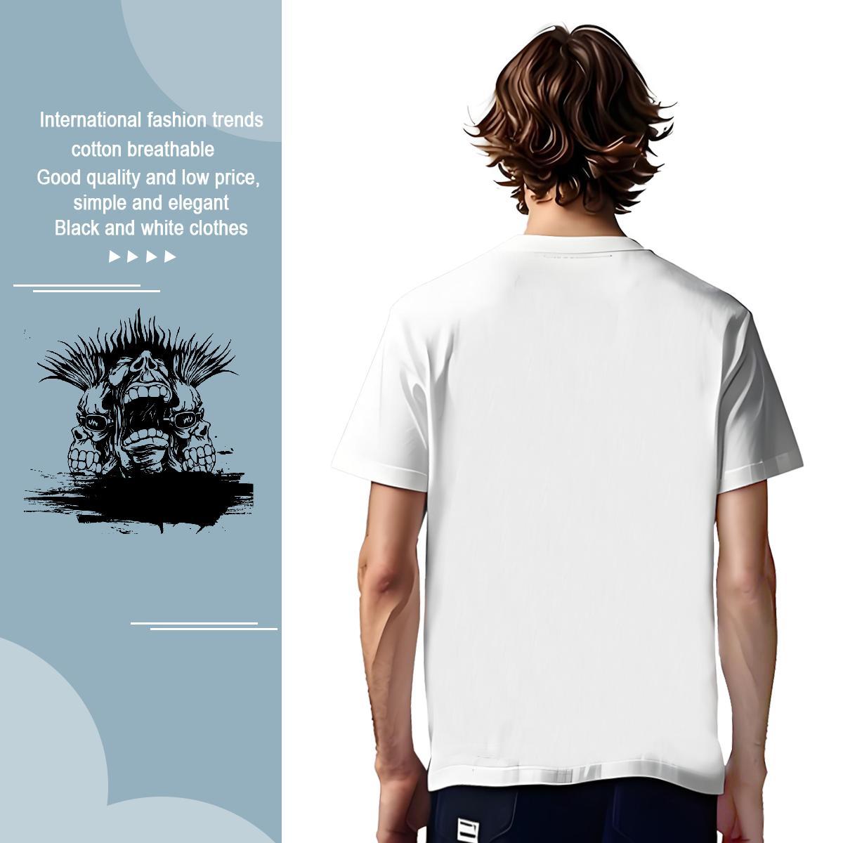 T Shirt For Man 230g Pure Cotton scary Street wear Hip Hop Breathable Soft DIY Printed Tshirts Fashion Casual Free Shipping Tees