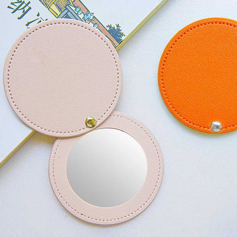 1PC Portable Mini Stainless Steel Makeup Pocket Mirror Round Shape Cosmetic Folding Pocket Compact Mirrors Y240819