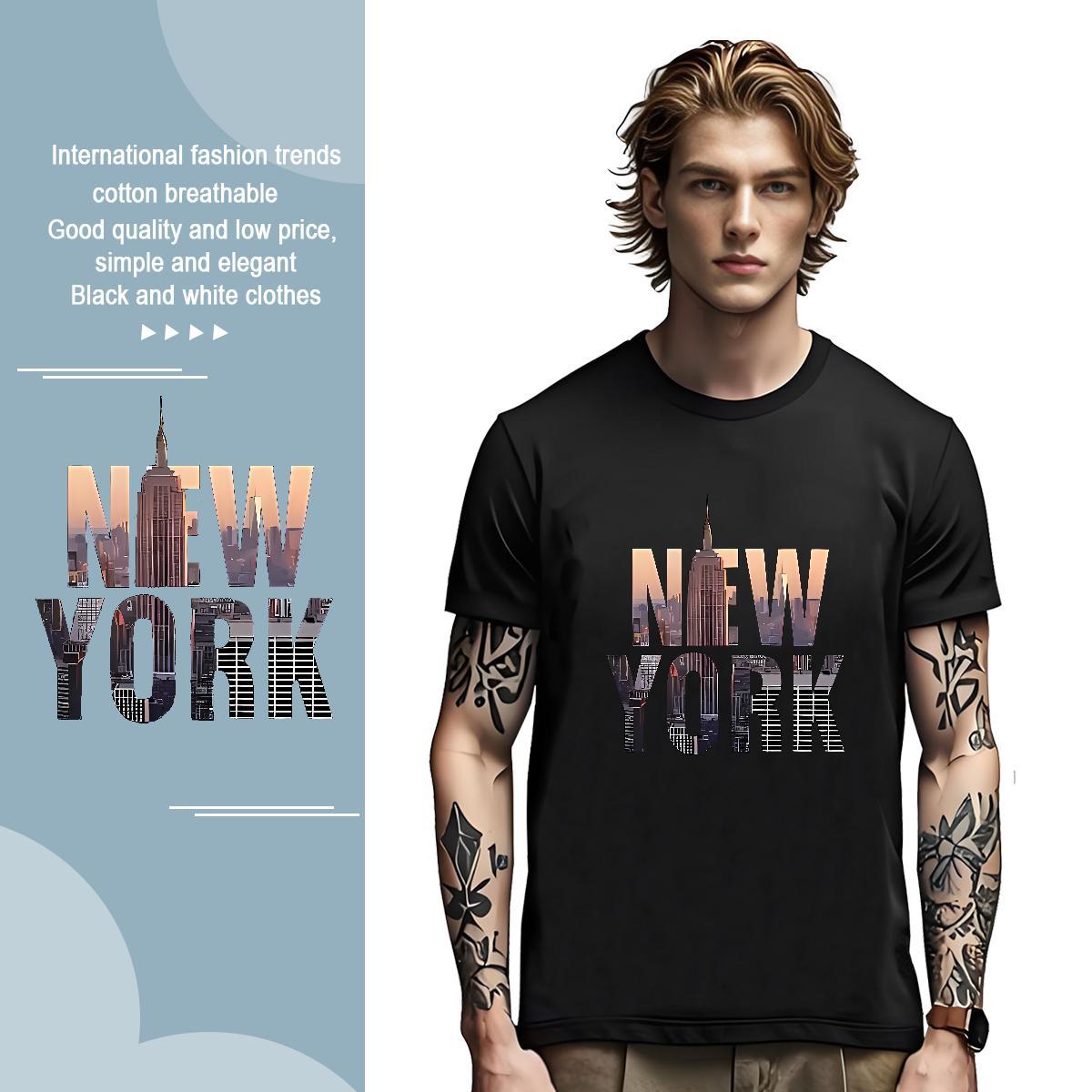 Classic New York T Shirts Men Daily Outfit Tshirts 230g Cotton 2024 Designer Crew Neck DIY Printed Tops
