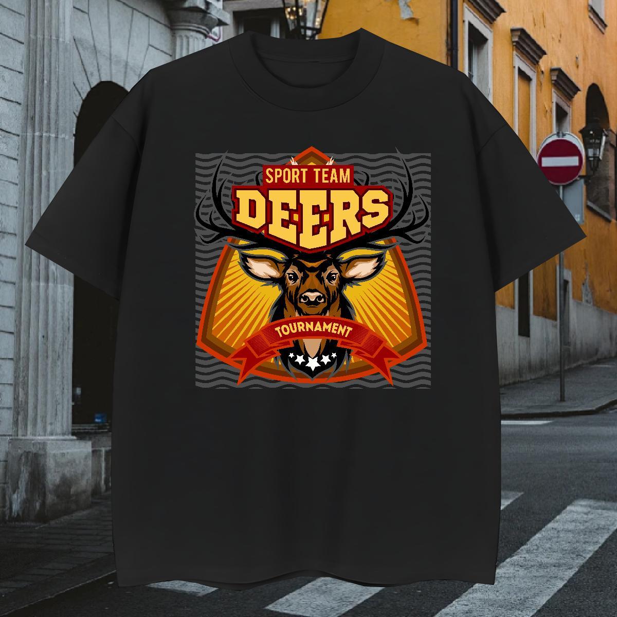 T-Shirts 230g Cotton deer Outdoor Breathable Short Sleeve Floral Print Tshirt for Man Woman Brand Classic Tees Shirts