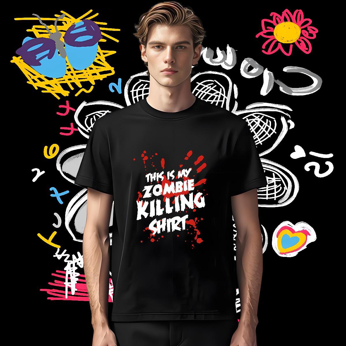 Man T Shirts 100% Cotton 230g scary High Street Hip Hop Crew Neck Breathable Custom Print Plus Size Tshirts DIY Loose Fit Wear